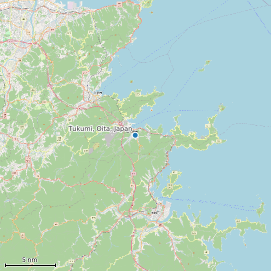 Map of Tukumi, Oita, Japan Tide Prediction Station