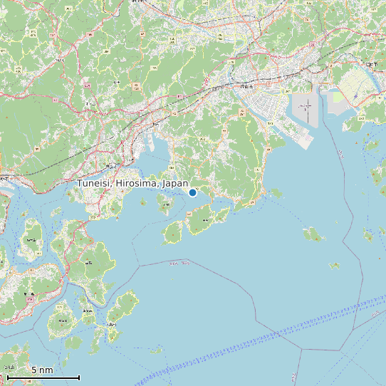 Map of Tuneisi, Hirosima, Japan Tide Prediction Station