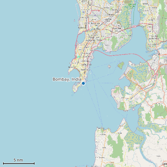 Map of Bombay, India Tide Prediction Station