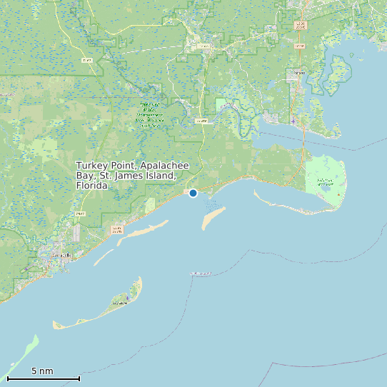Map of Turkey Point, Apalachee Bay, St. James Island, Florida Tide Prediction Station