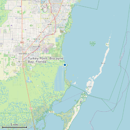 Map of Turkey Point, Biscayne Bay, Florida Tide Prediction Station