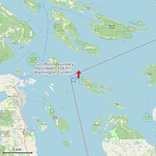 Map of Turn Point, Boundary Pass (depth 116 ft), Washington Current Prediction Station