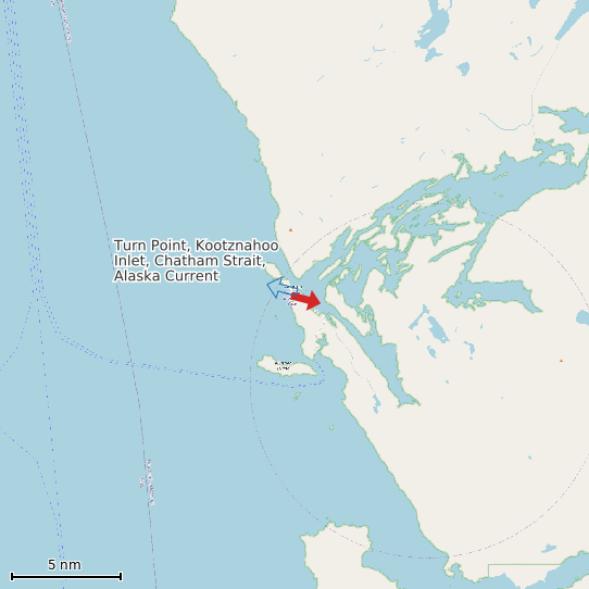 Map of Turn Point, Kootznahoo Inlet, Chatham Strait, Alaska Current Prediction Station