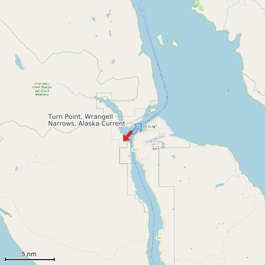 Map of Turn Point, Wrangell Narrows, Alaska Current Prediction Station