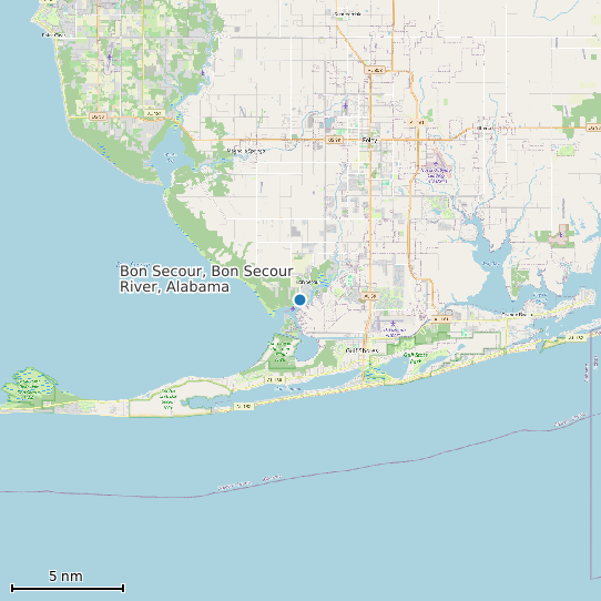 Map of Bon Secour, Bon Secour River, Alabama Tide Prediction Station
