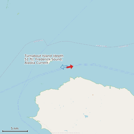 Map of Turnabout Island (depth 51 ft), Frederick Sound, Alaska Current Prediction Station