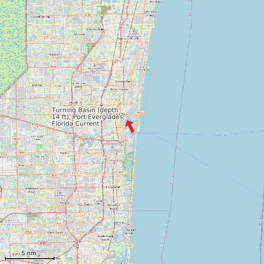 Map of Turning Basin (depth 14 ft), Port Everglades, Florida Current Prediction Station