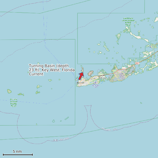 Map of Turning Basin (depth 23 ft), Key West, Florida Current Prediction Station