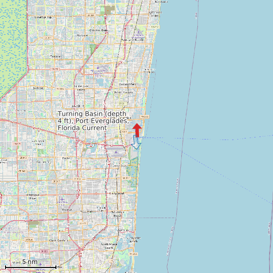 Map of Turning Basin (depth 4 ft), Port Everglades, Florida Current Prediction Station