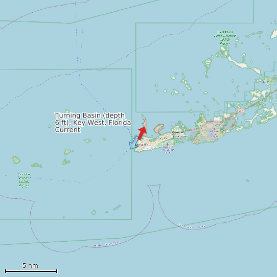 Map of Turning Basin (depth 6 ft), Key West, Florida Current Prediction Station