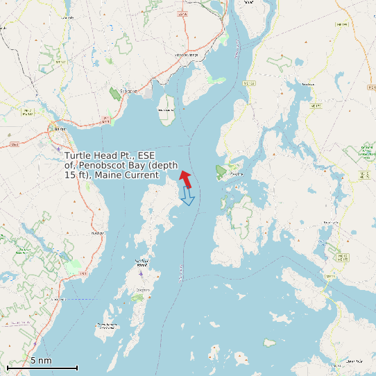 Map of Turtle Head Pt., ESE of, Penobscot Bay (depth 15 ft), Maine Current Prediction Station