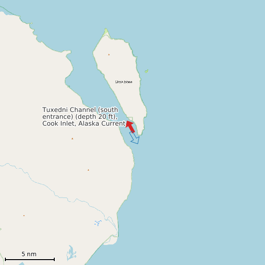 Map of Tuxedni Channel (south entrance) (depth 20 ft), Cook Inlet, Alaska Current Prediction Station