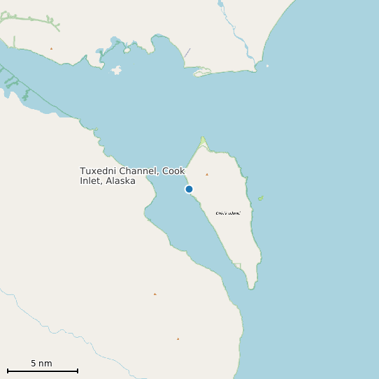 Map of Tuxedni Channel, Cook Inlet, Alaska Tide Prediction Station