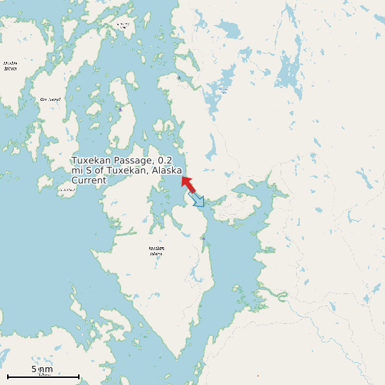 Map of Tuxekan Passage, 0.2 mi S of Tuxekan, Alaska Current Prediction Station
