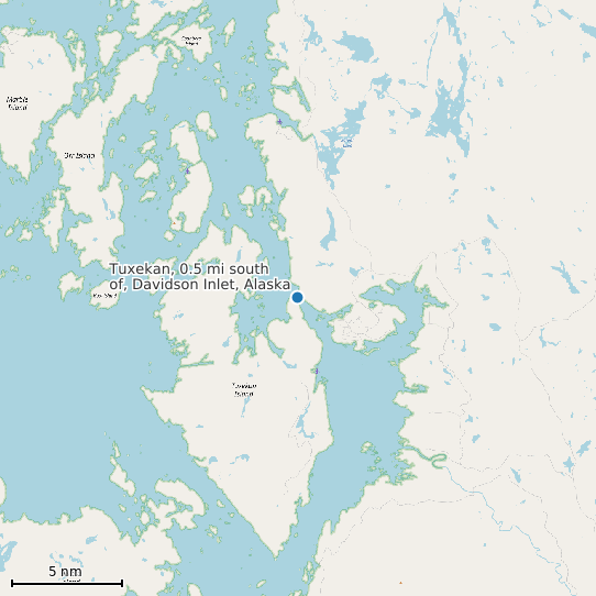 Map of Tuxekan, 0.5 mi south of, Davidson Inlet, Alaska Tide Prediction Station
