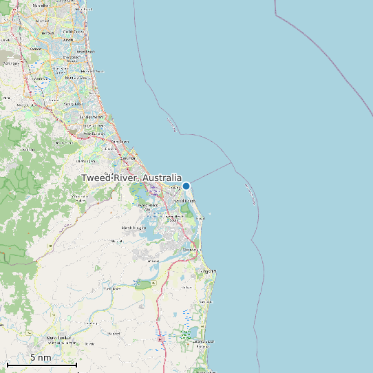 Map of Tweed River, Australia Tide Prediction Station