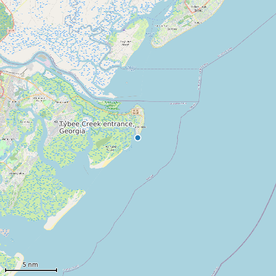 Map of Tybee Creek entrance, Georgia Tide Prediction Station
