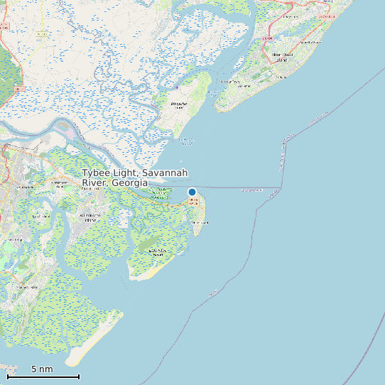 Map of Tybee Light, Savannah River, Georgia Tide Prediction Station