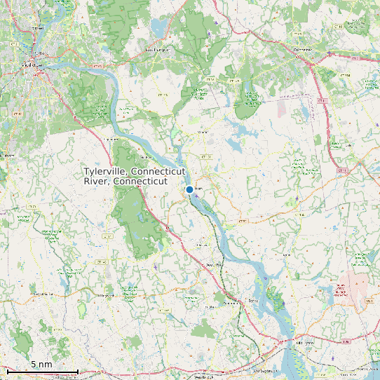 Map of Tylerville, Connecticut River, Connecticut Tide Prediction Station