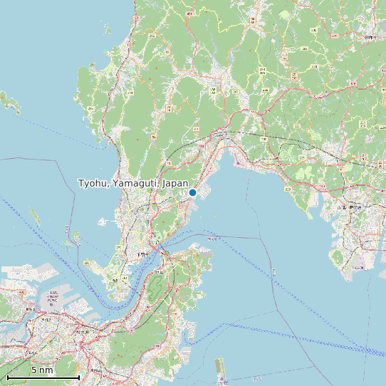 Map of Tyohu, Yamaguti, Japan Tide Prediction Station