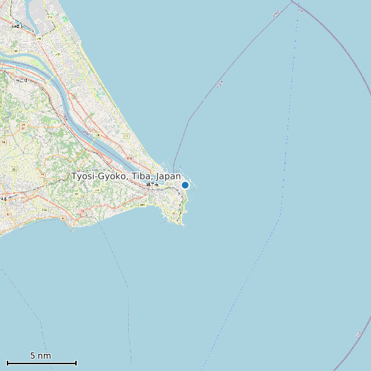 Map of Tyosi-Gyoko, Tiba, Japan Tide Prediction Station