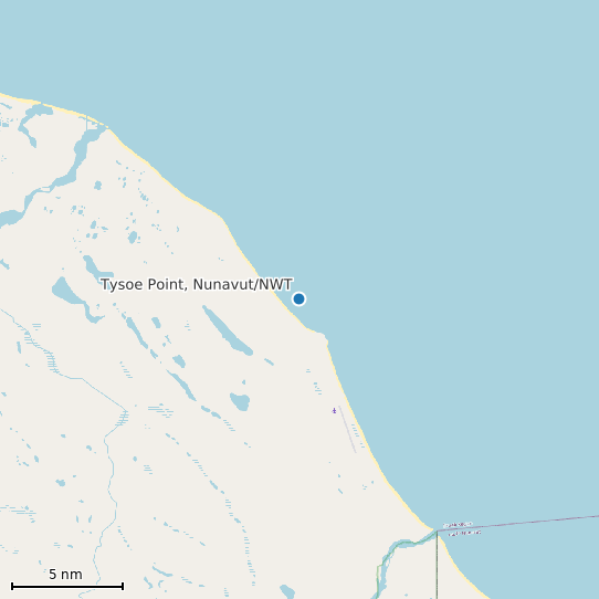 Map of Tysoe Point, Nunavut/NWT Tide Prediction Station