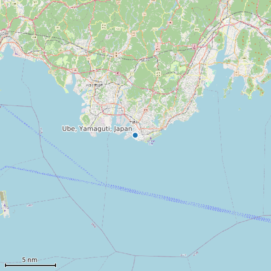 Map of Ube, Yamaguti, Japan Tide Prediction Station