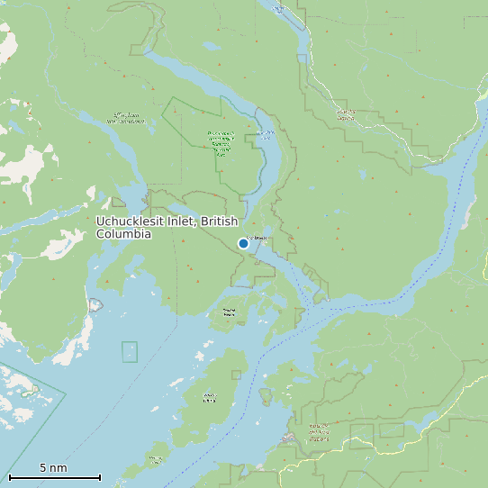 Map of Uchucklesit Inlet, British Columbia Tide Prediction Station
