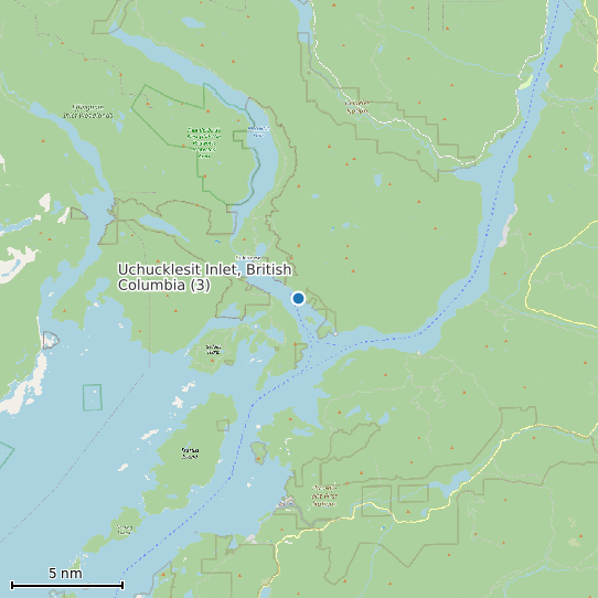 Map of Uchucklesit Inlet, British Columbia (3) Tide Prediction Station