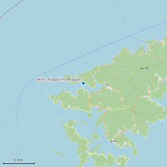 Map of Uken, Kagosima, Japan Tide Prediction Station