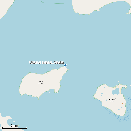 Map of Ukolnoi Island, Alaska Tide Prediction Station