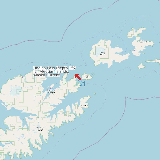 Unalga Pass (depth 157 ft), Aleutian Islands, Alaska Current map