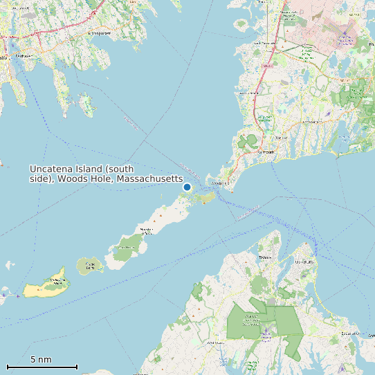 Map of Uncatena Island (south side), Woods Hole, Massachusetts Tide Prediction Station