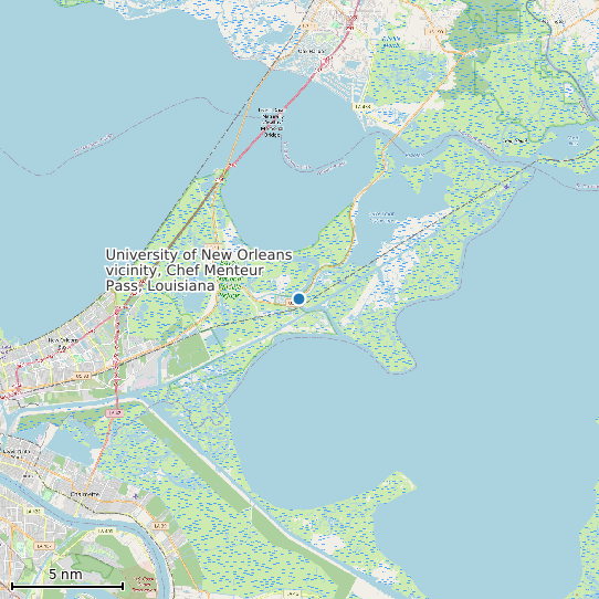Map of University of New Orleans vicinity, Chef Menteur Pass, Louisiana Tide Prediction Station