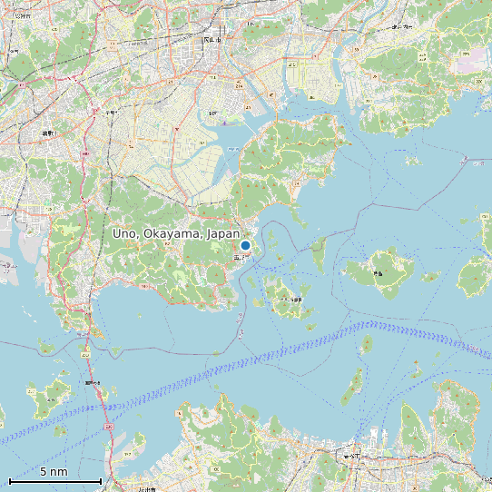 Map of Uno, Okayama, Japan Tide Prediction Station