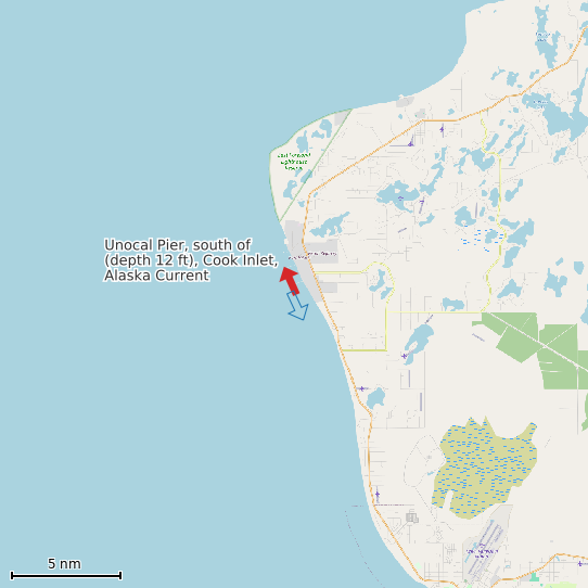 Map of Unocal Pier, south of (depth 12 ft), Cook Inlet, Alaska Current Prediction Station