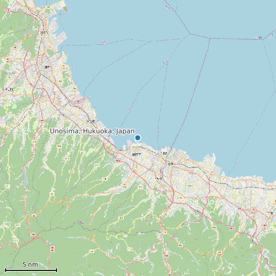 Map of Unosima, Hukuoka, Japan Tide Prediction Station