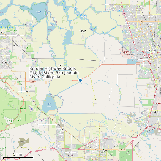 Map of Borden Highway Bridge, Middle River, San Joaquin River, California Tide Prediction Station