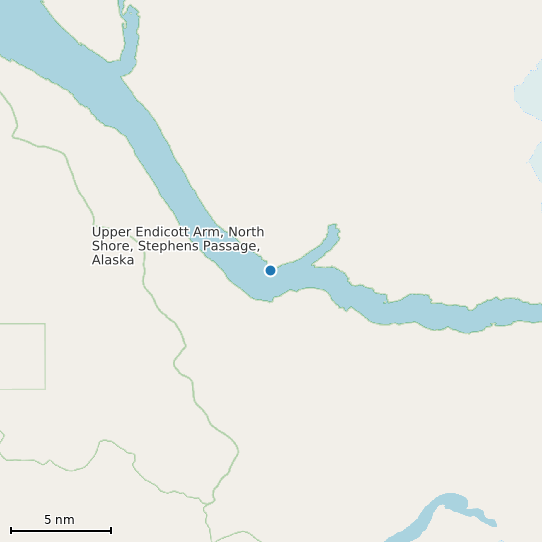 Map of Upper Endicott Arm, North Shore, Stephens Passage, Alaska Tide Prediction Station