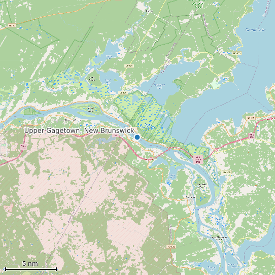 Map of Upper Gagetown, New Brunswick Tide Prediction Station
