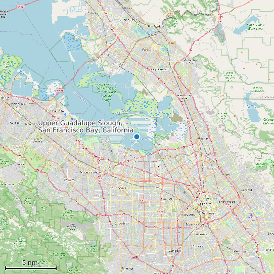 Map of Upper Guadalupe Slough, San Francisco Bay, California Tide Prediction Station
