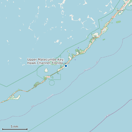 Map of Upper Matecumbe Key, Hawk Channel, Florida Tide Prediction Station