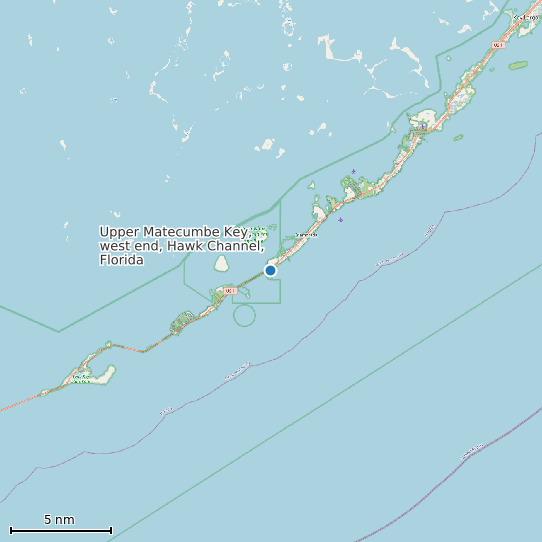 Map of Upper Matecumbe Key, west end, Hawk Channel, Florida Tide Prediction Station