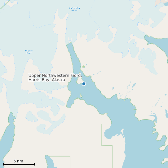 Map of Upper Northwestern Fiord, Harris Bay, Alaska Tide Prediction Station