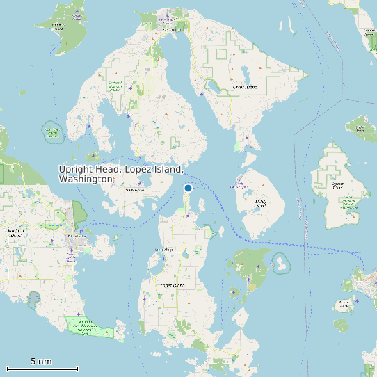 Map of Upright Head, Lopez Island, Washington Tide Prediction Station