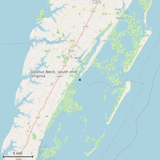 Map of Upshur Neck, south end, Virginia Tide Prediction Station