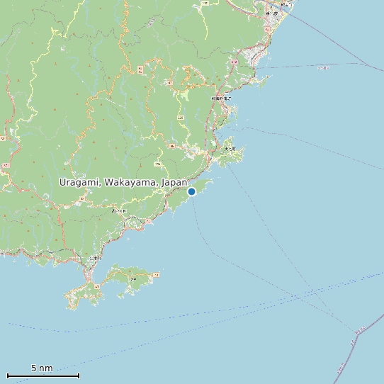 Map of Uragami, Wakayama, Japan Tide Prediction Station