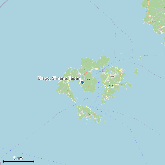 Map of Urago, Simane, Japan Tide Prediction Station