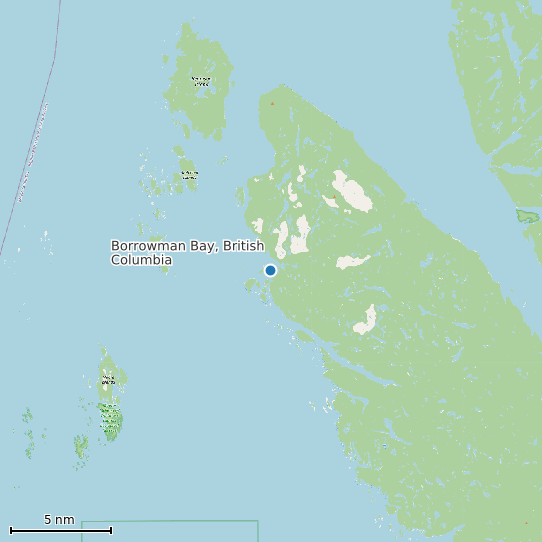 Map of Borrowman Bay, British Columbia Tide Prediction Station