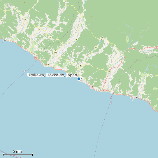 Map of Urakawa, Hokkaido, Japan Tide Prediction Station